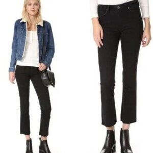 Paige Jeans Womens 32 Rory Crop Flare Raw Hem Black Denim Jeans